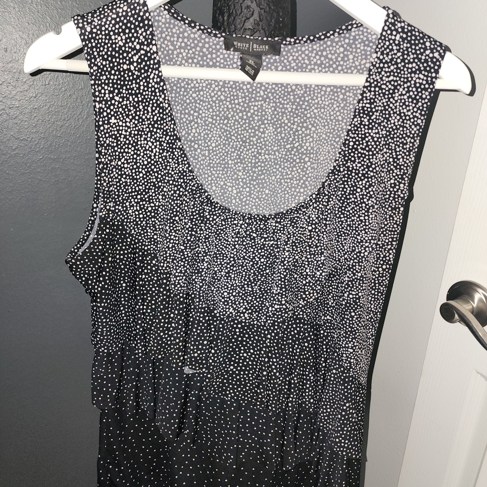 White House Black Market Black and White Patterned Top